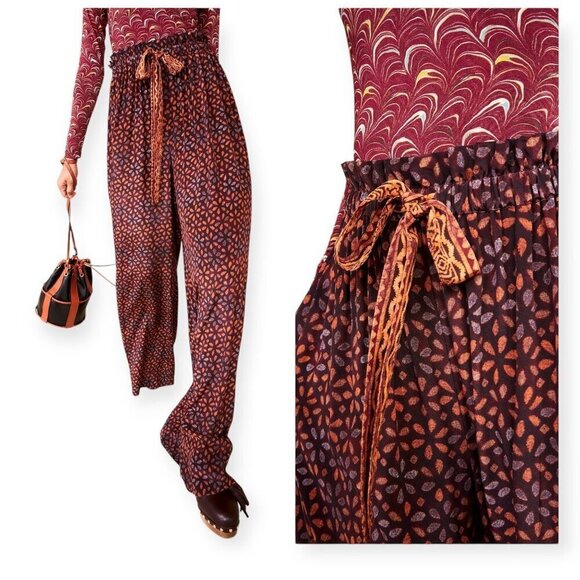 Ulla Johnson Rilie Pants in Agate, Silk, Size 2,  Brown multi, New with tag - Picture 3 of 14